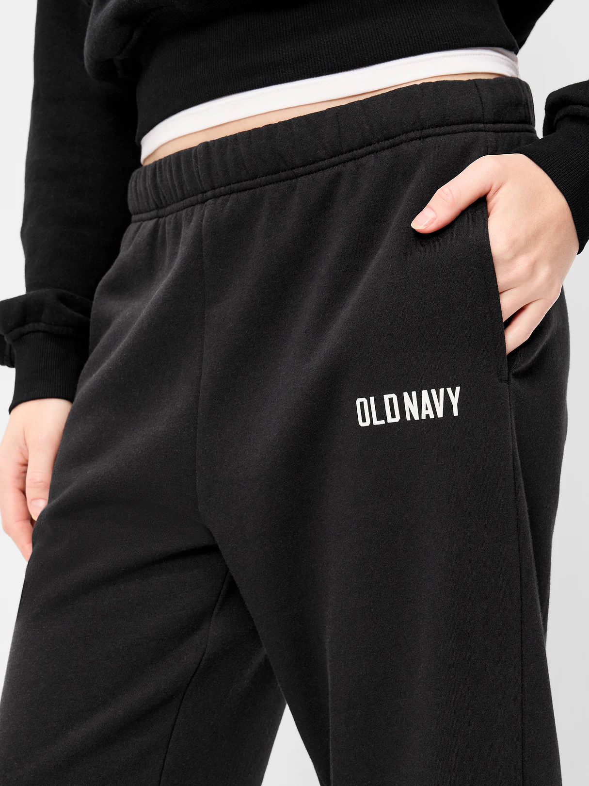 High-Waisted Cinched-Ankle Sweatpants - Black Jack