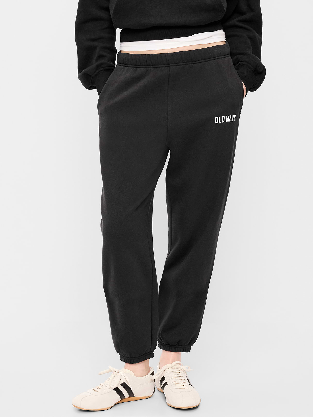 High-Waisted Cinched-Ankle Sweatpants - Black Jack