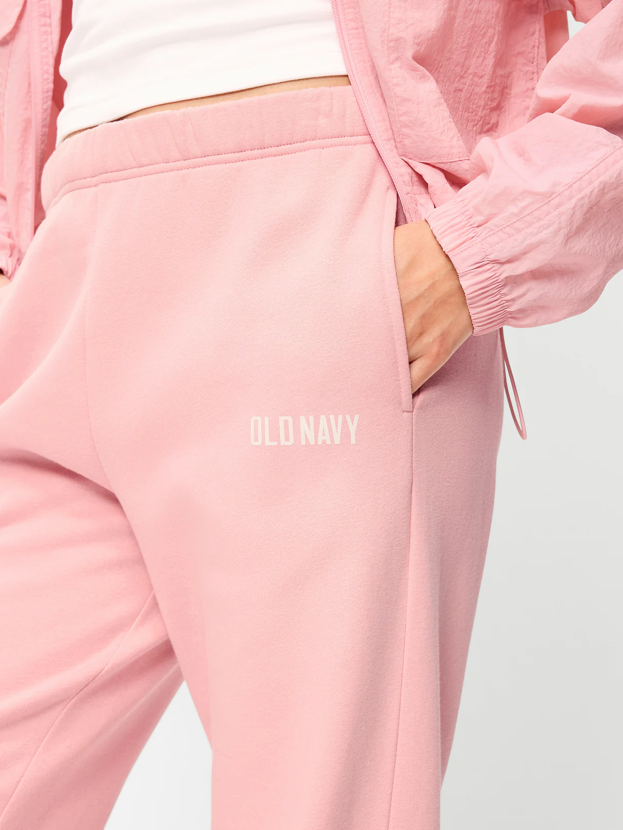 High-Waisted Cinched-Ankle Sweatpants - Abalone Pink