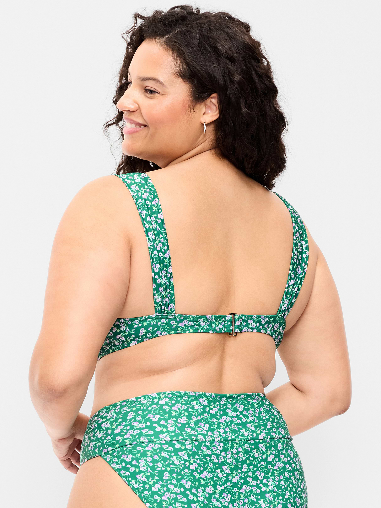 Cinched Swim Top - Green Floral