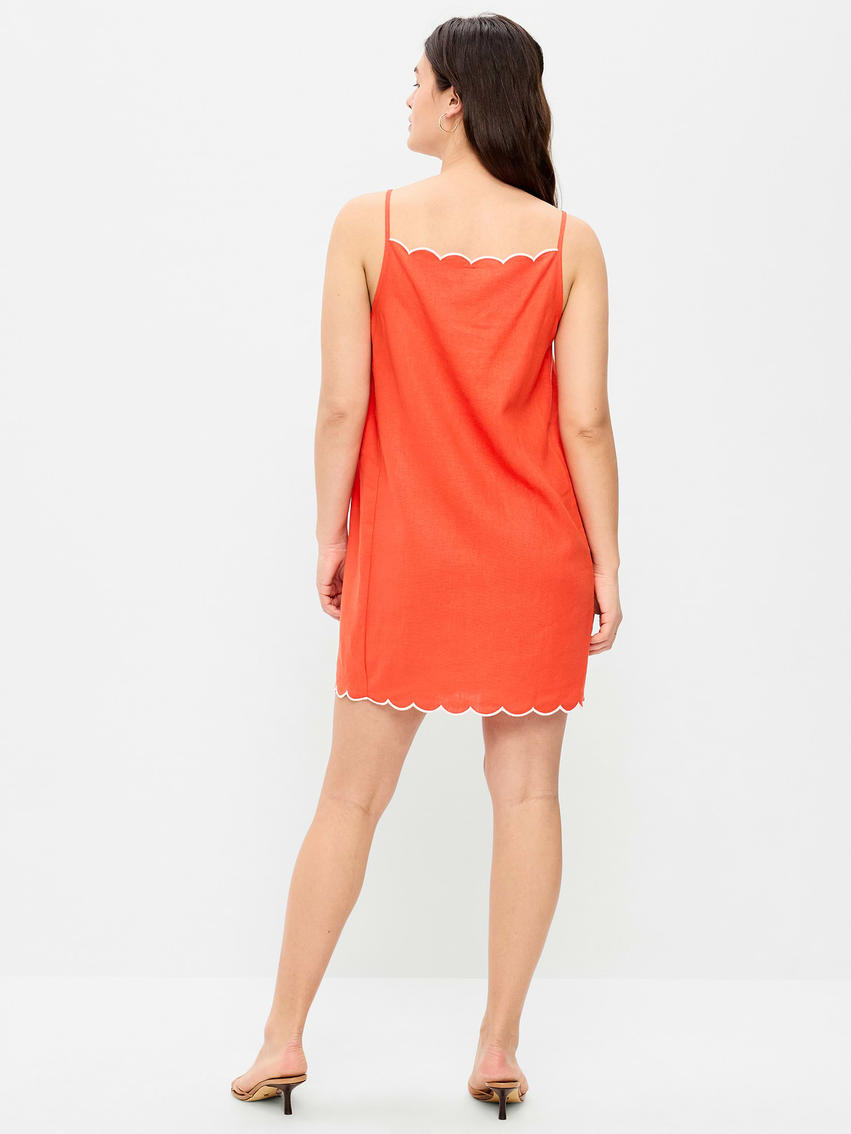 Linen-Blend Apron-Neck Mini Shift Dress - Moonfish Orange