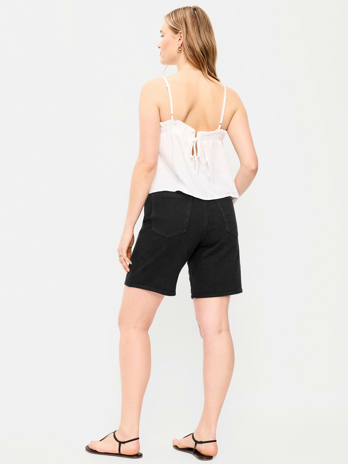 High-Waisted Wow Bermuda Jean Shorts -- 9-inch inseam - Black Jack