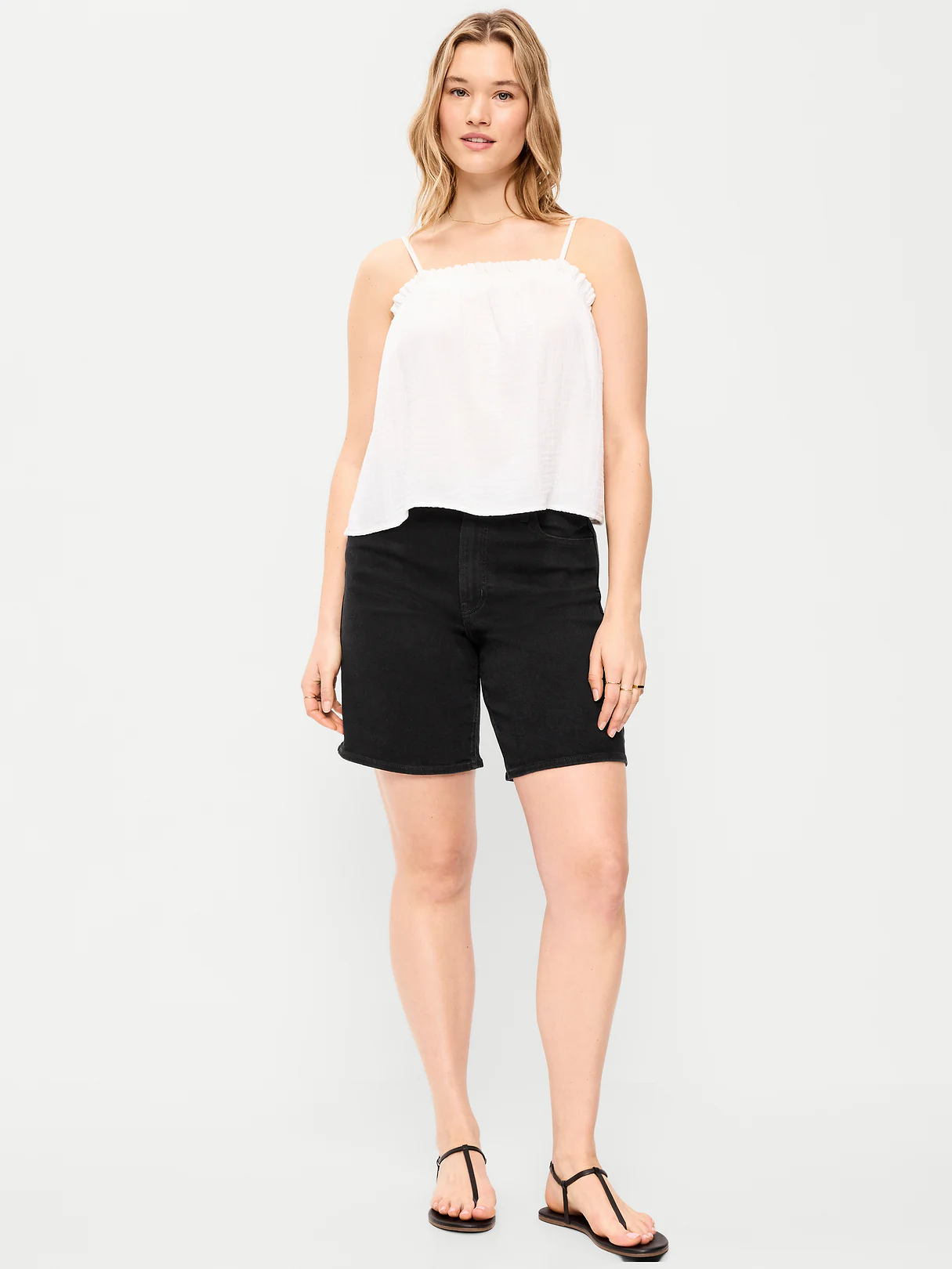 High-Waisted Wow Bermuda Jean Shorts -- 9-inch inseam - Black Jack