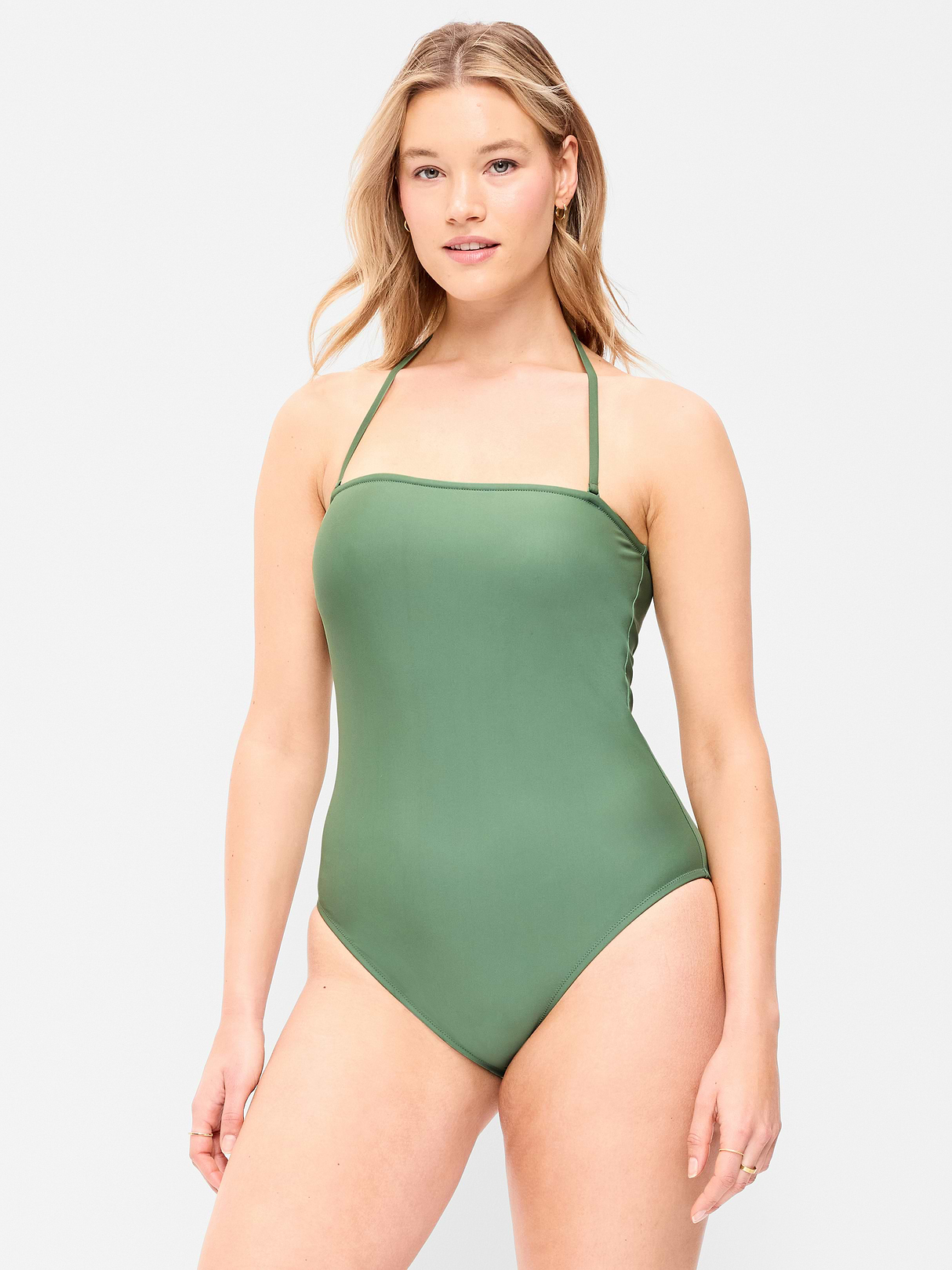 Strapless Belted One-Piece Swimsuit - Green Fern