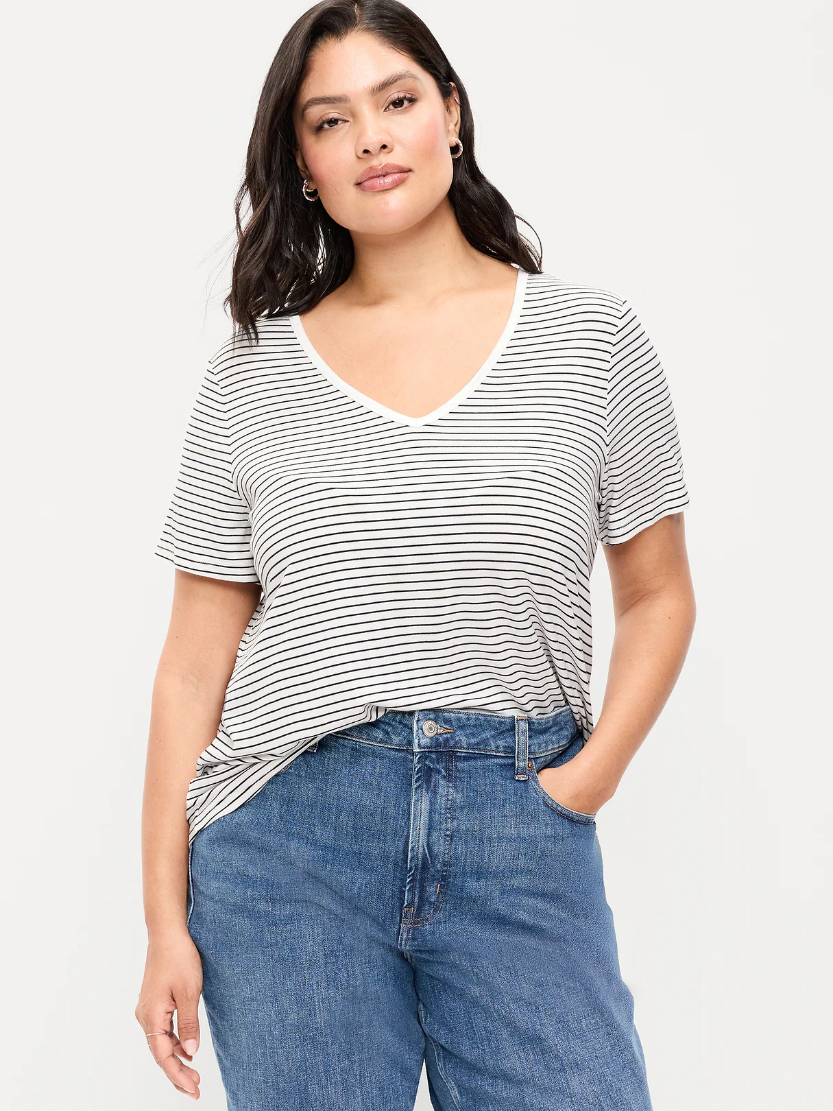 Luxe Slub-Knit T-Shirt - Small Navy Stripe