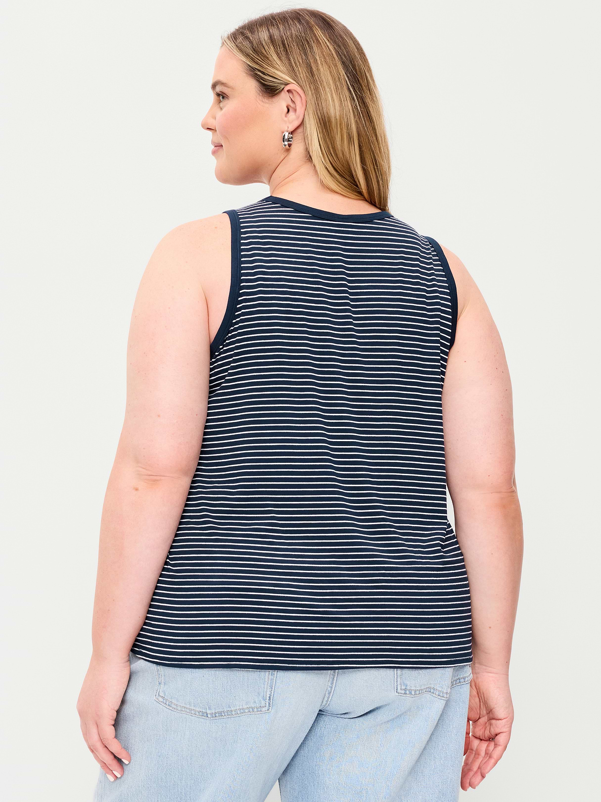 Luxe Sleeveless Top - White Small Stripe