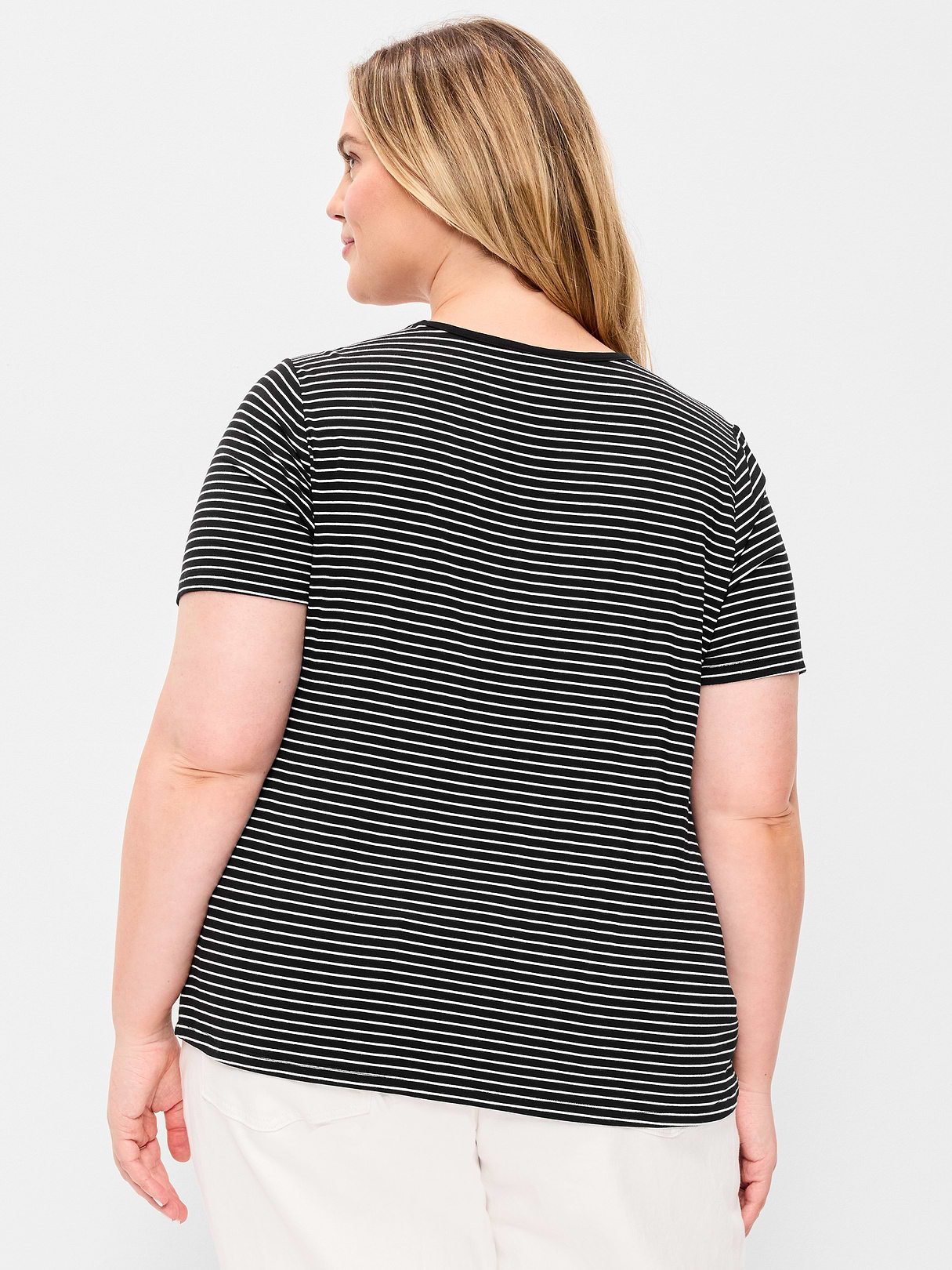 Luxe Crew-Neck T-Shirt - Black/White Stripe
