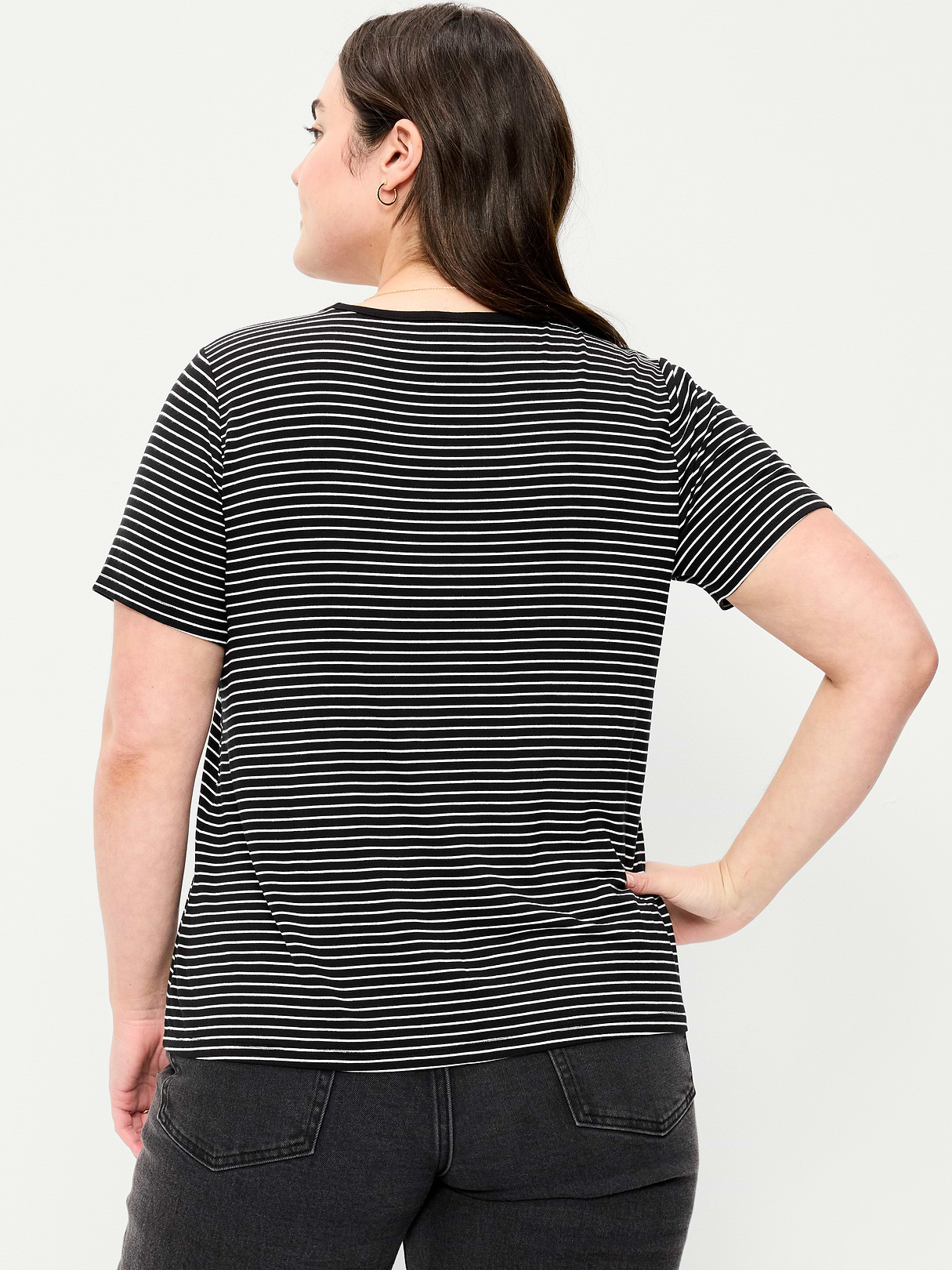 Luxe Crew-Neck T-Shirt - Black/White Stripe