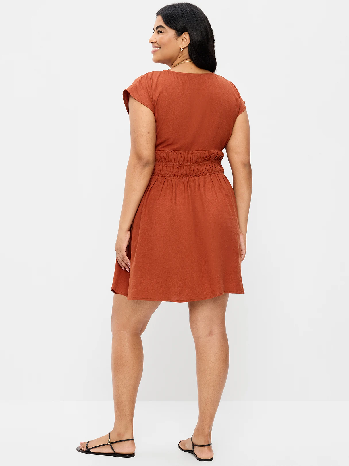 Smocked-Bodice Fit & Flare Mini Dress - Russet Moon