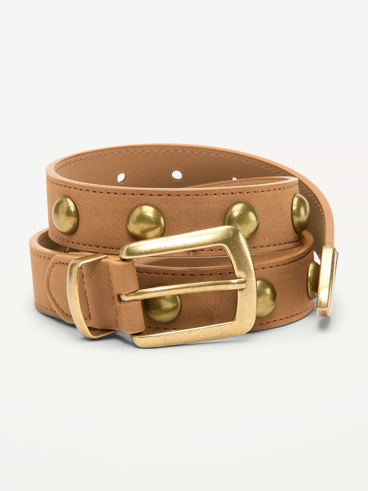 Studded Belt for Women - Caramel