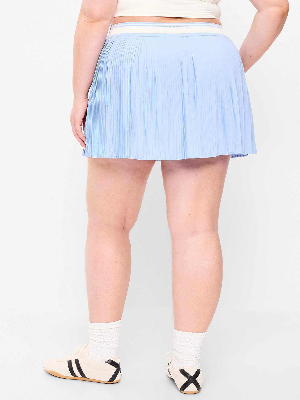 Extra High-Waisted Micro-Pleated Skort - Monet Blue