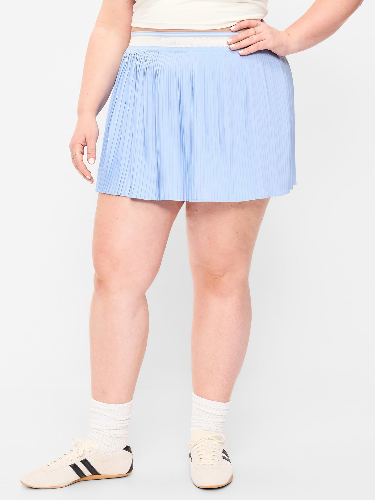 Extra High-Waisted Micro-Pleated Skort - Monet Blue