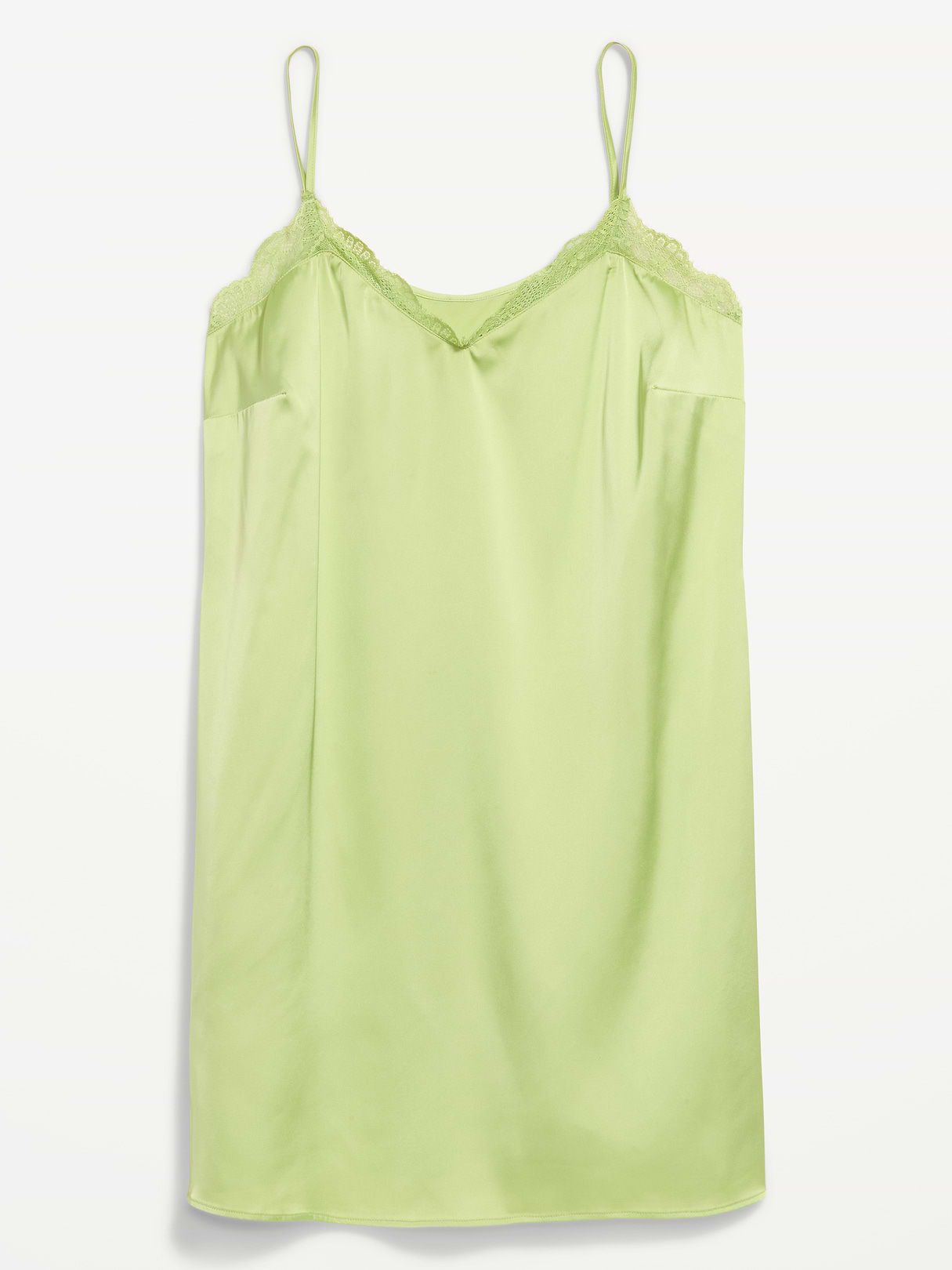 Satin Lace-Trim Sleep Dress - Coriander