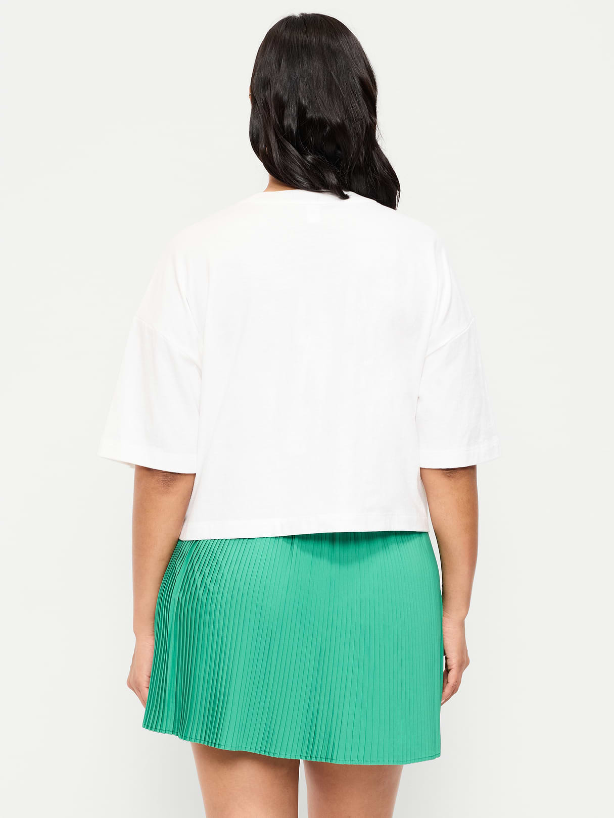 Vintage Crew-Neck Oversized Crop Graphic T-Shirt - White Lilies