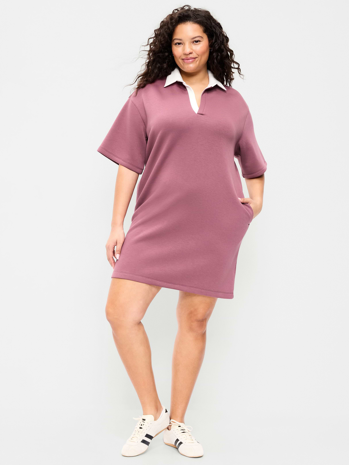 Bounce Fleece Short-Sleeve Polo Dress - Rosette
