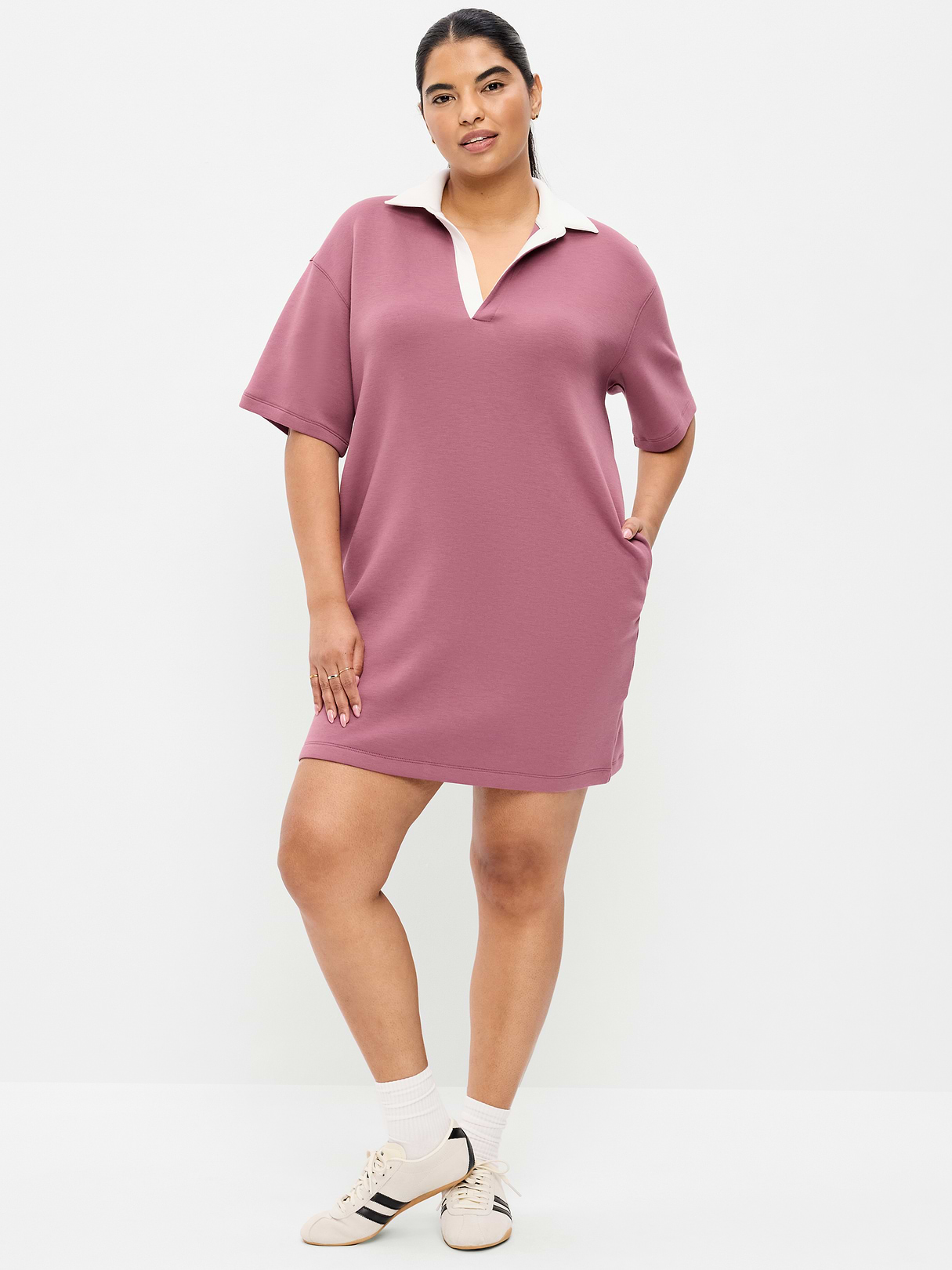 Bounce Fleece Short-Sleeve Polo Dress - Rosette