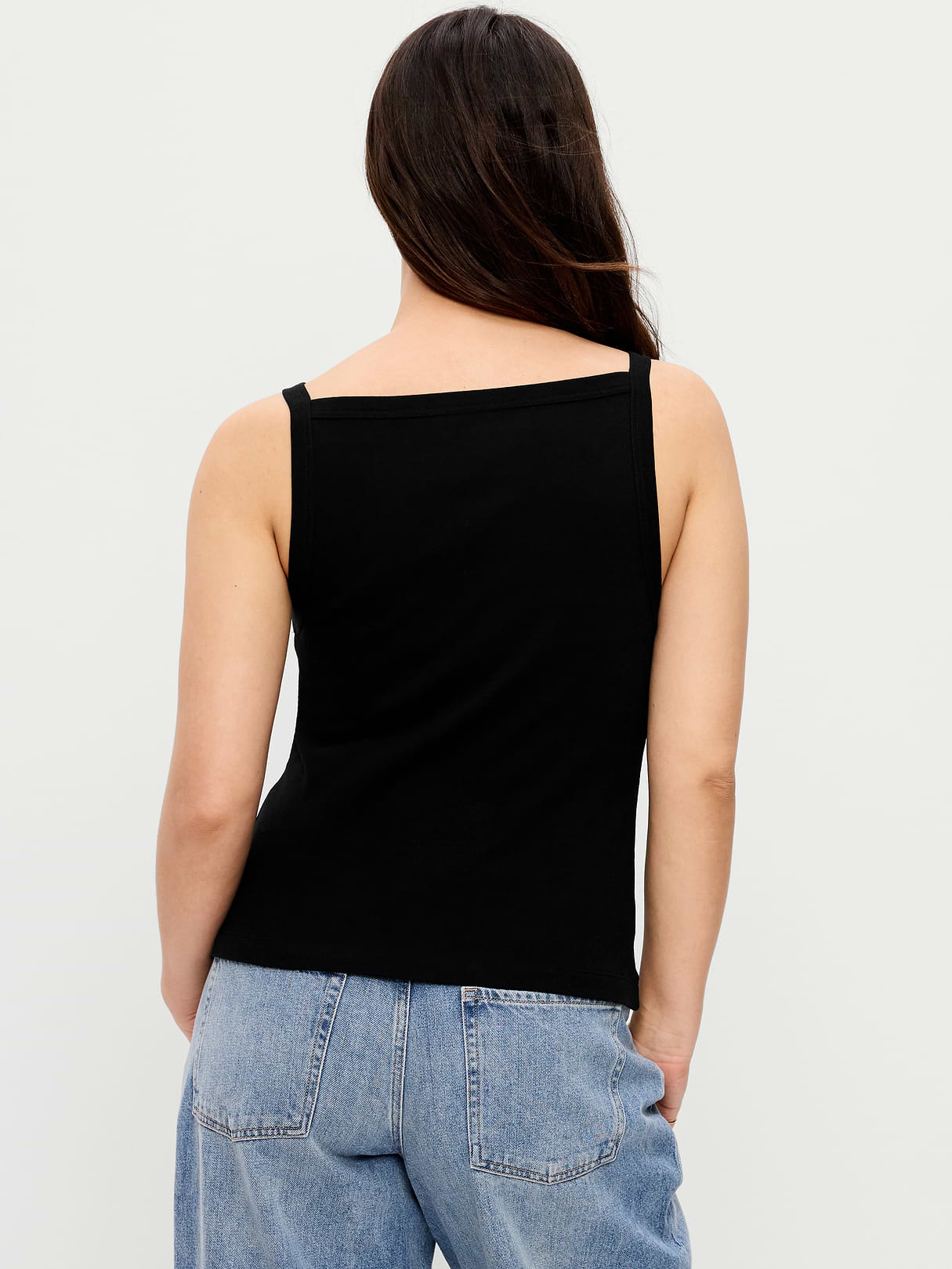 Snug Apron-Neck Tank Top - Light Black Heather