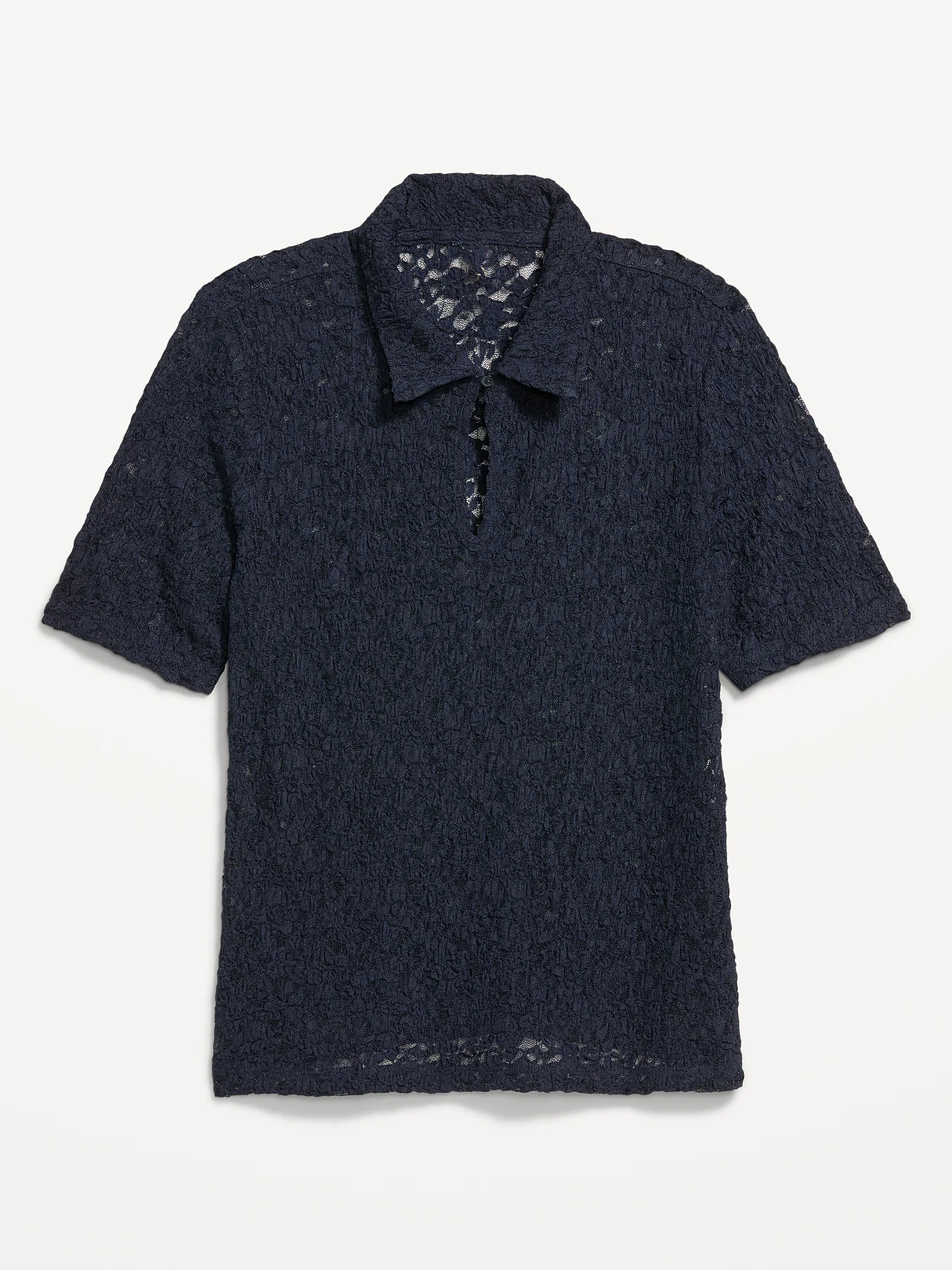 Lace Keyhole Polo Top - In the Navy
