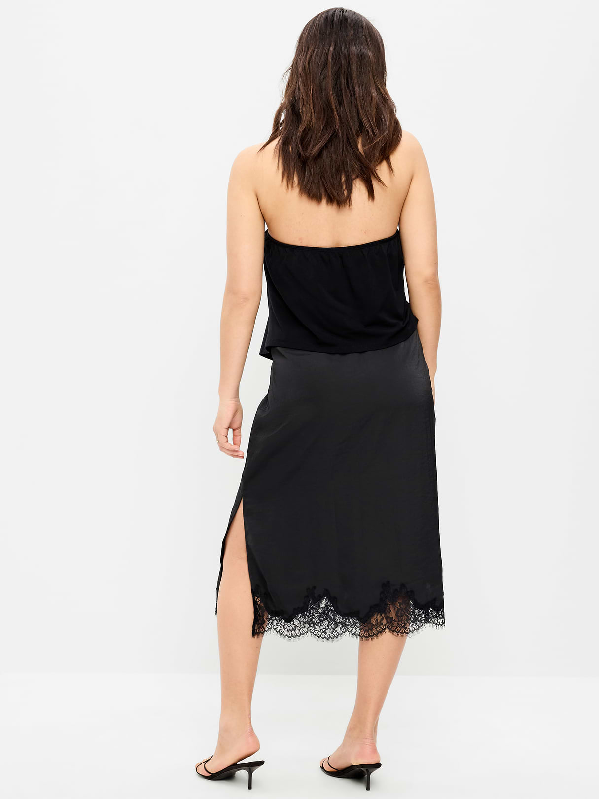Lace Slip Midi Skirt - Black Jack