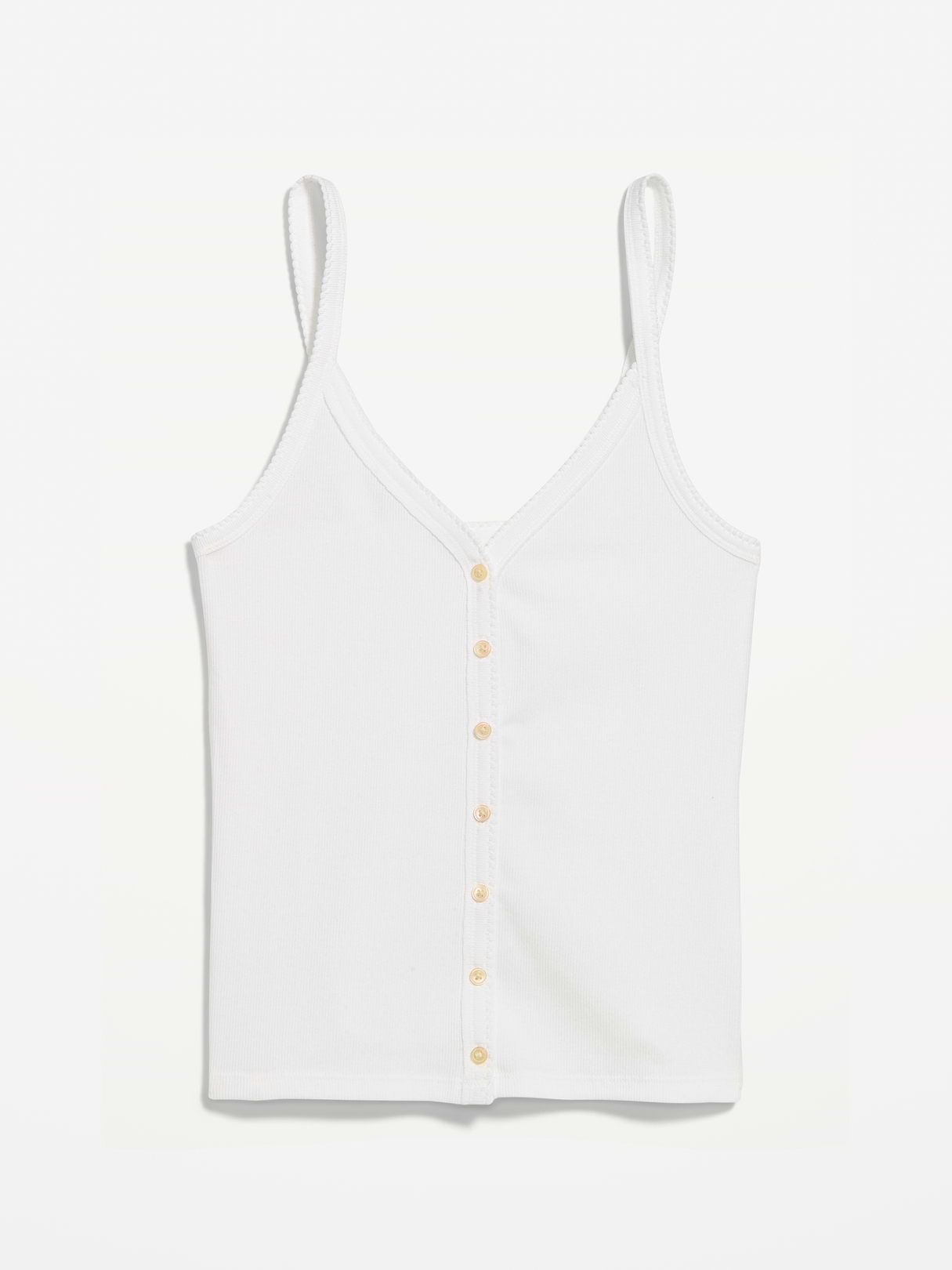 Button-Front Cami Tank Top - White Lilies