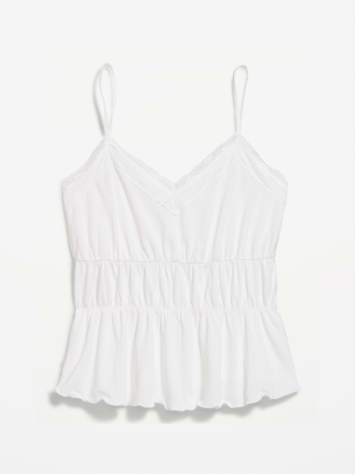 Lace-Trim Smocked-Waist Tank Top - Calla Lily White