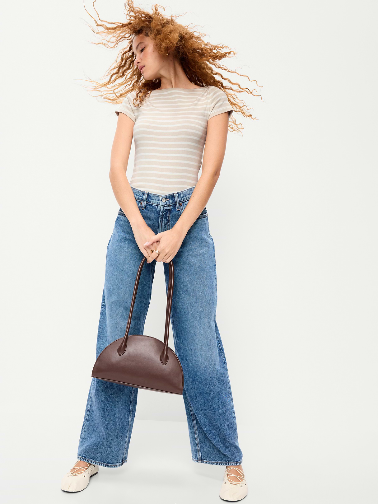 Snug Boatneck T-Shirt - Neutral Stripe