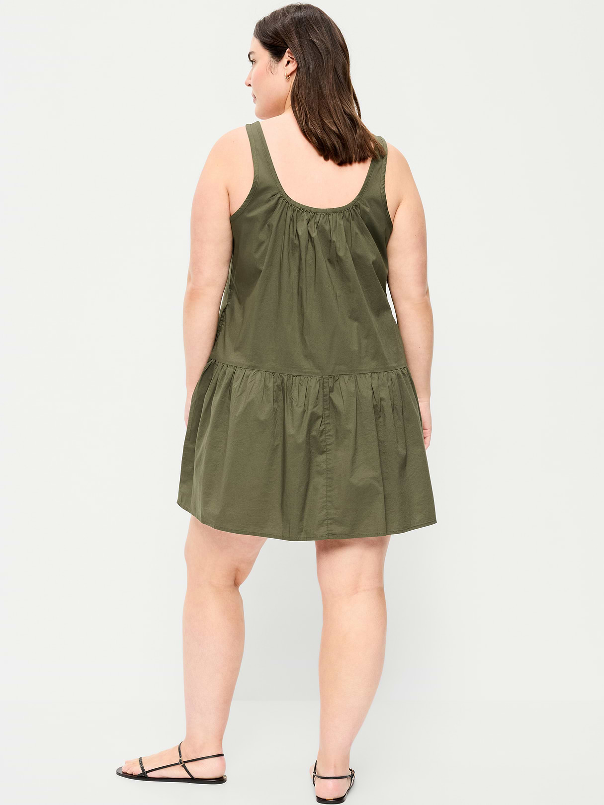 Drop-Waist Swing Mini Dress - Heritage Green