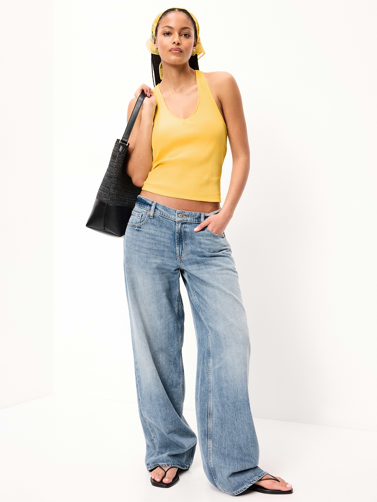 Ribbed Loop-Back Halter Top - Sunbeam