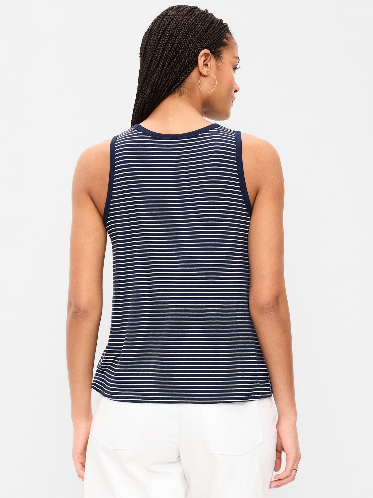 Luxe Sleeveless Top - White Small Stripe