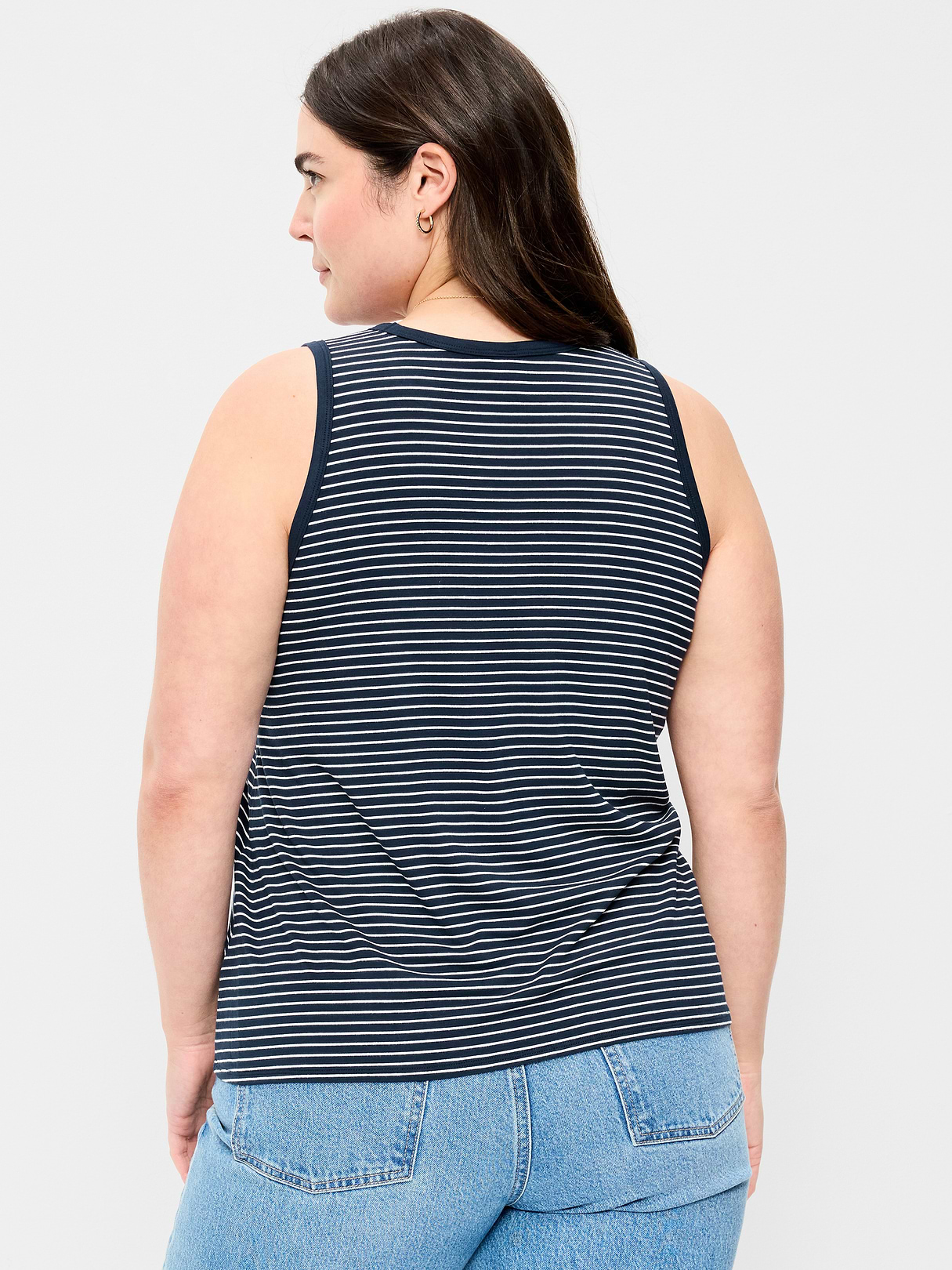Luxe Sleeveless Top - White Small Stripe