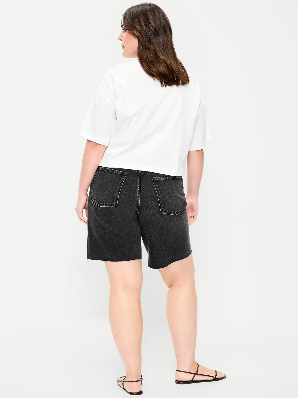 Mid-Rise Baggy Jean Cut-Off Shorts -- 9-inch inseam - Washed Black