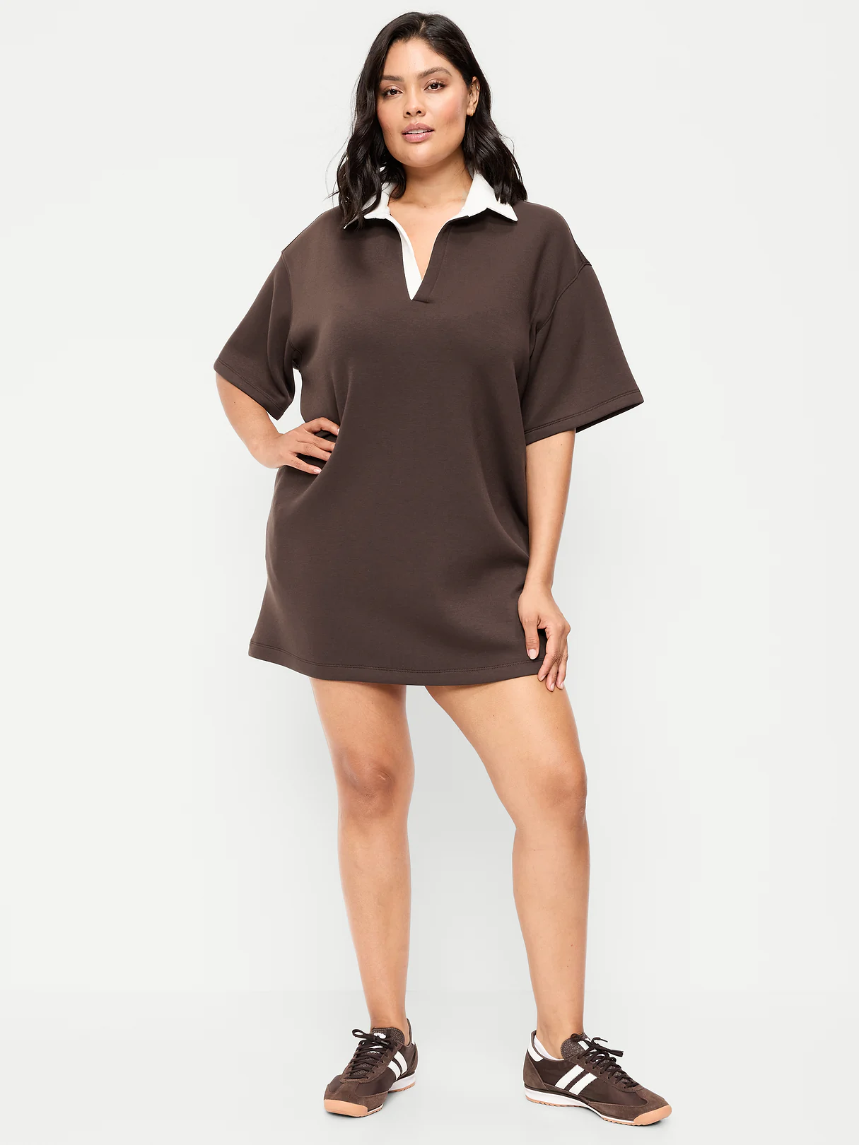 Bounce Fleece Short-Sleeve Polo Dress - Black Coffee