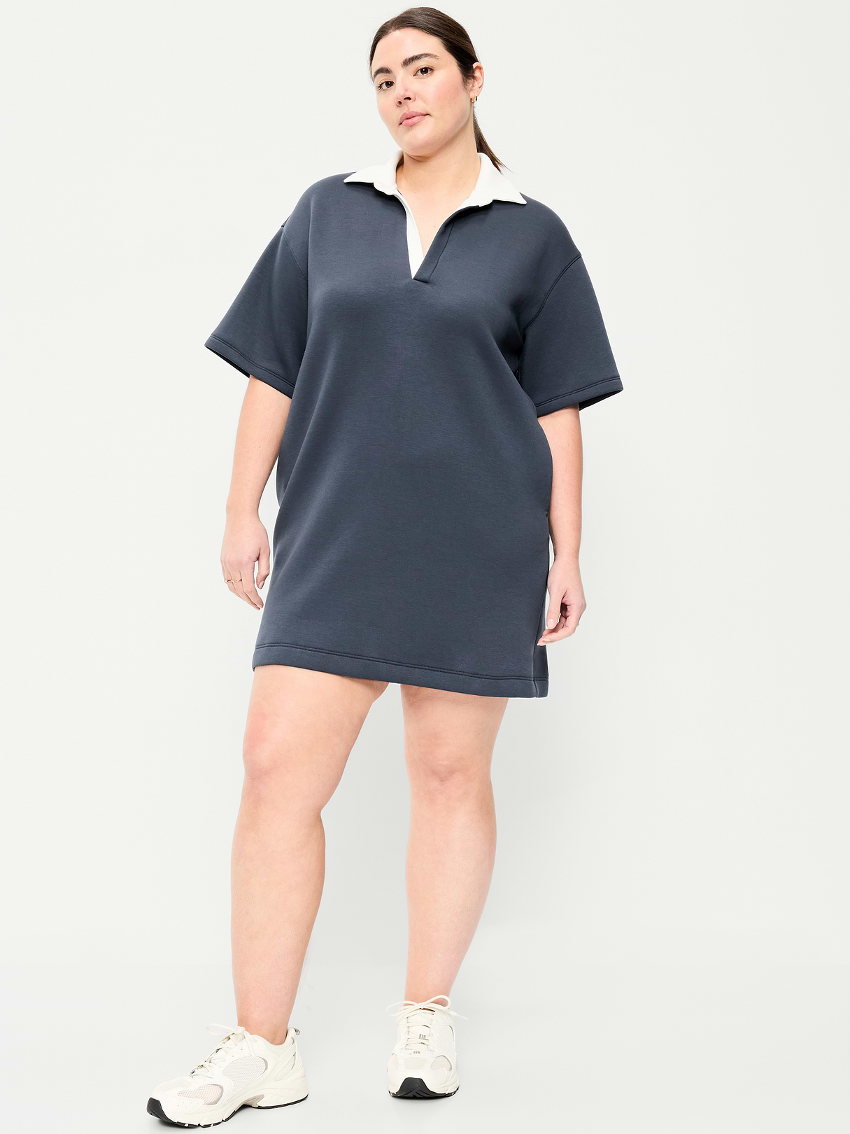 Bounce Fleece Short-Sleeve Polo Dress - Dusk Navy