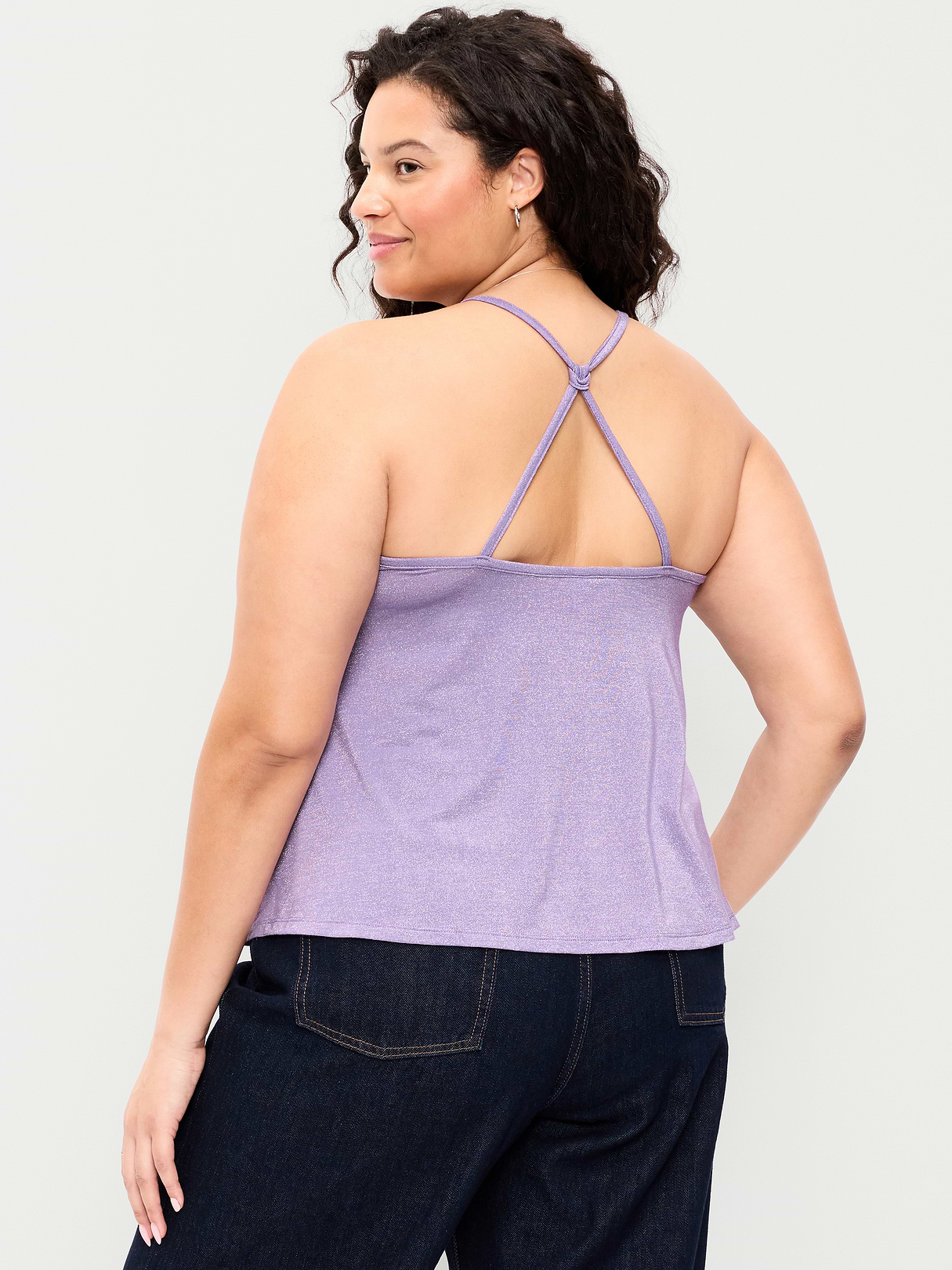 Strappy-Back Shimmer Swing Tank Top - Lilac Shadow