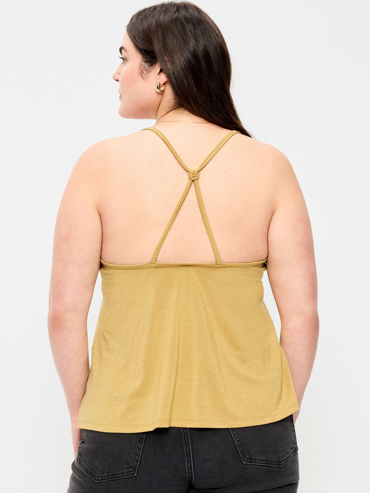 Strappy-Back Shimmer Swing Tank Top - Sandstorm