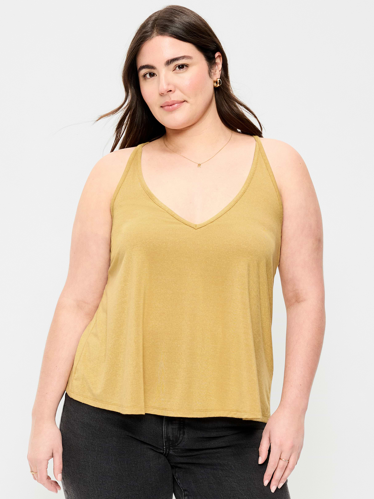 Strappy-Back Shimmer Swing Tank Top - Sandstorm