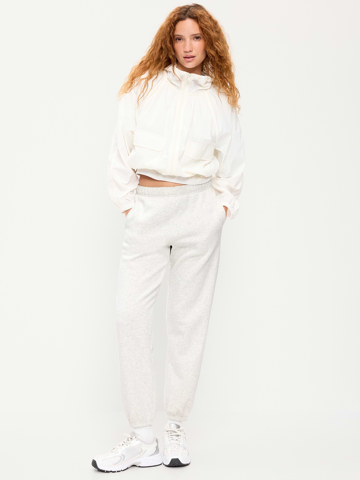 High-Waisted Cinched-Ankle Sweatpants - Light Gray Heather
