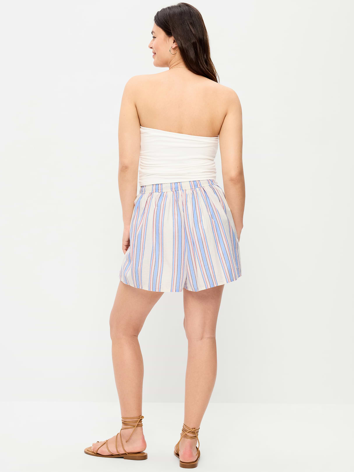 High-Waisted Drapey Skirt Short - Multi Stripe