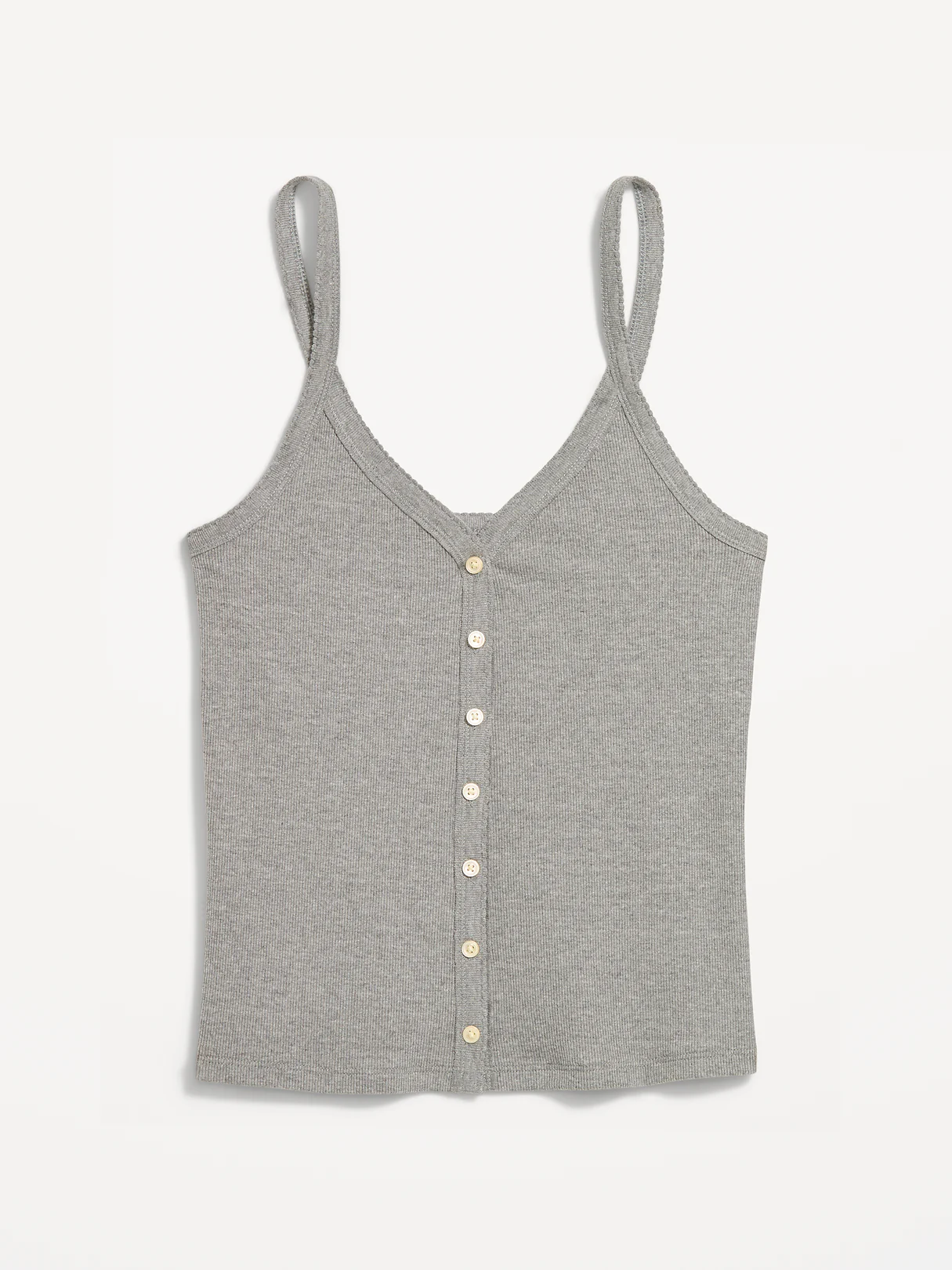 Button-Front Cami Tank Top - Dark Heather Grey