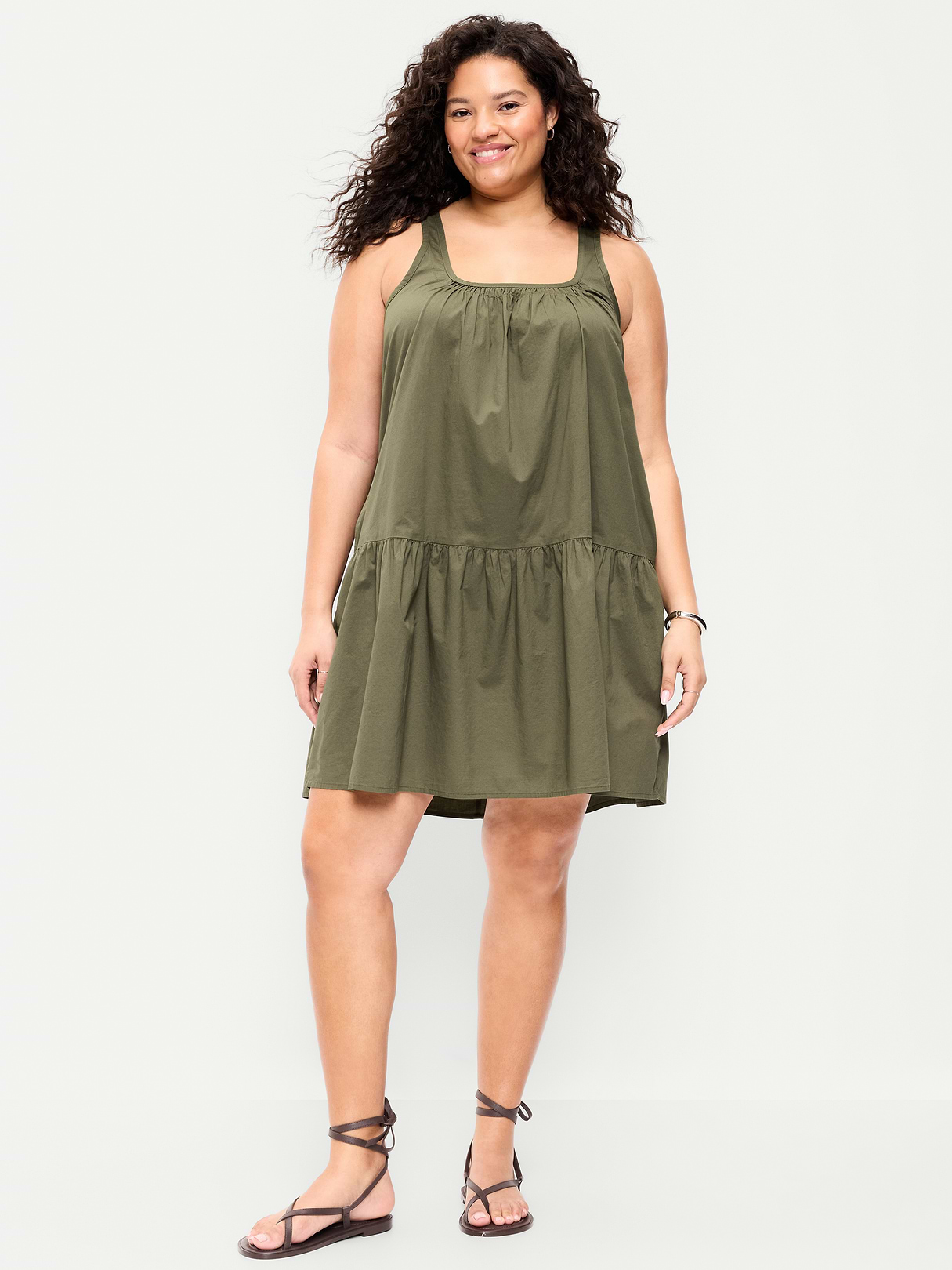 Drop-Waist Swing Mini Dress - Heritage Green