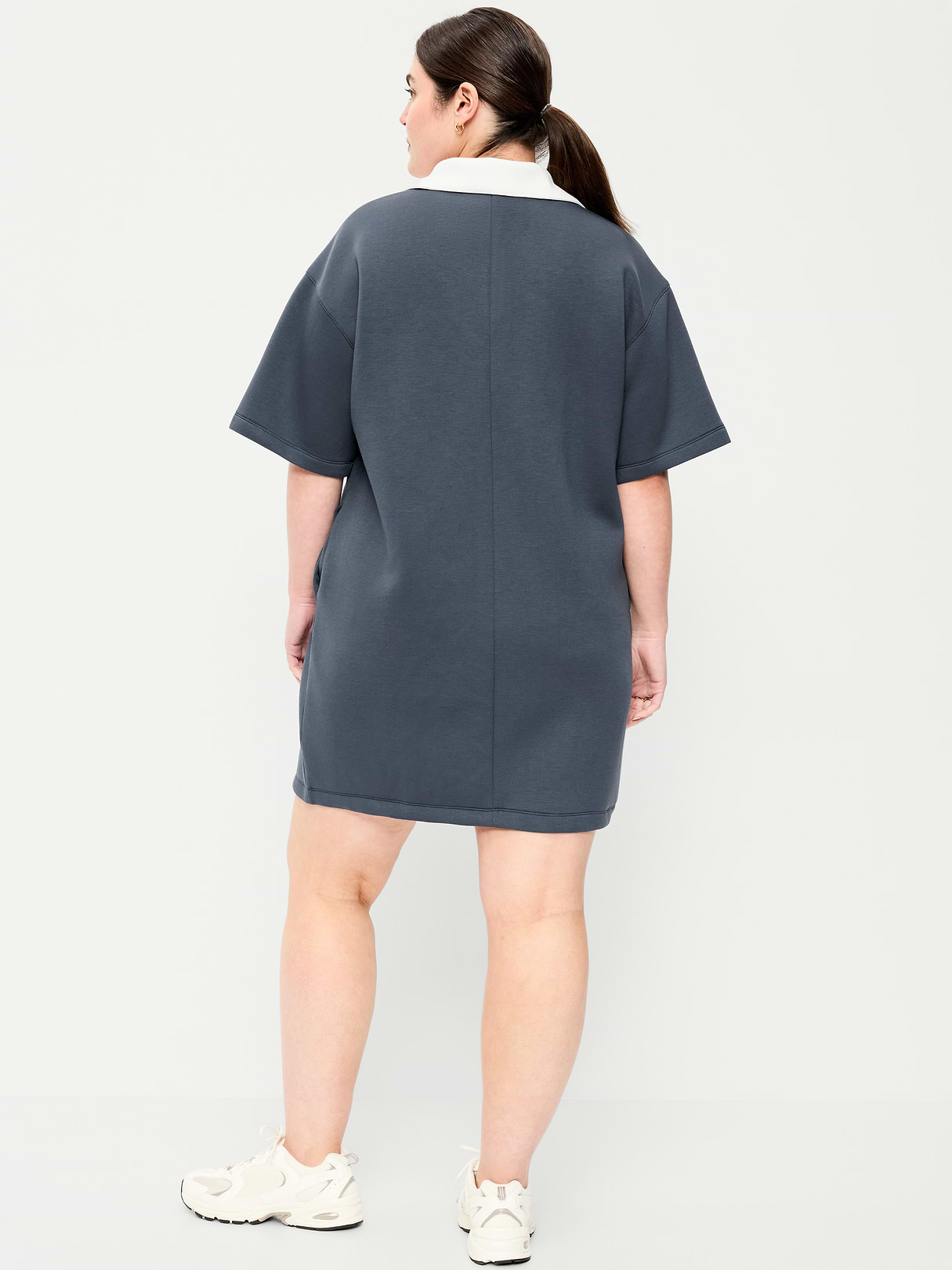 Bounce Fleece Short-Sleeve Polo Dress - Dusk Navy