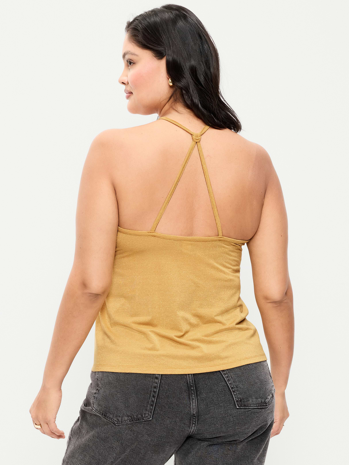Strappy-Back Shimmer Swing Tank Top - Sandstorm