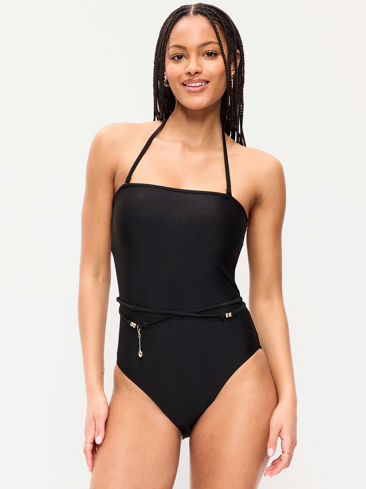 Strapless Belted One-Piece Swimsuit - Black Jack