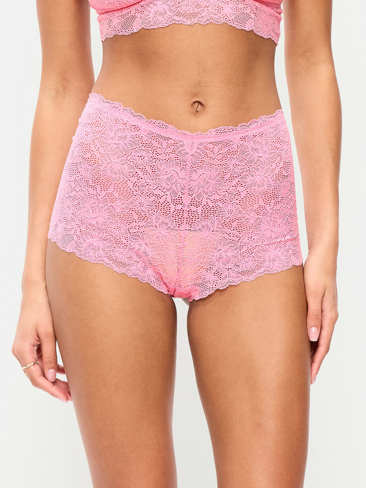 Lace Boyshort Underwear - Hydrangea Pink