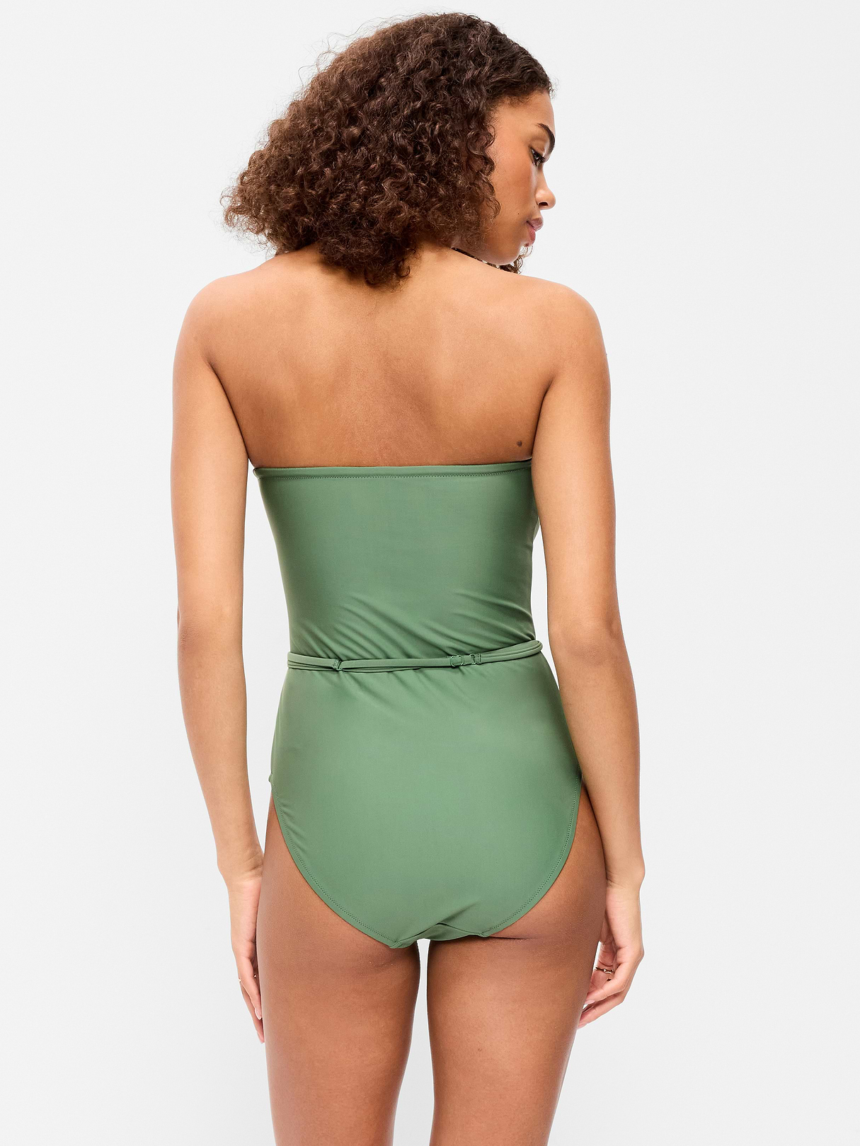 Strapless Belted One-Piece Swimsuit - Green Fern
