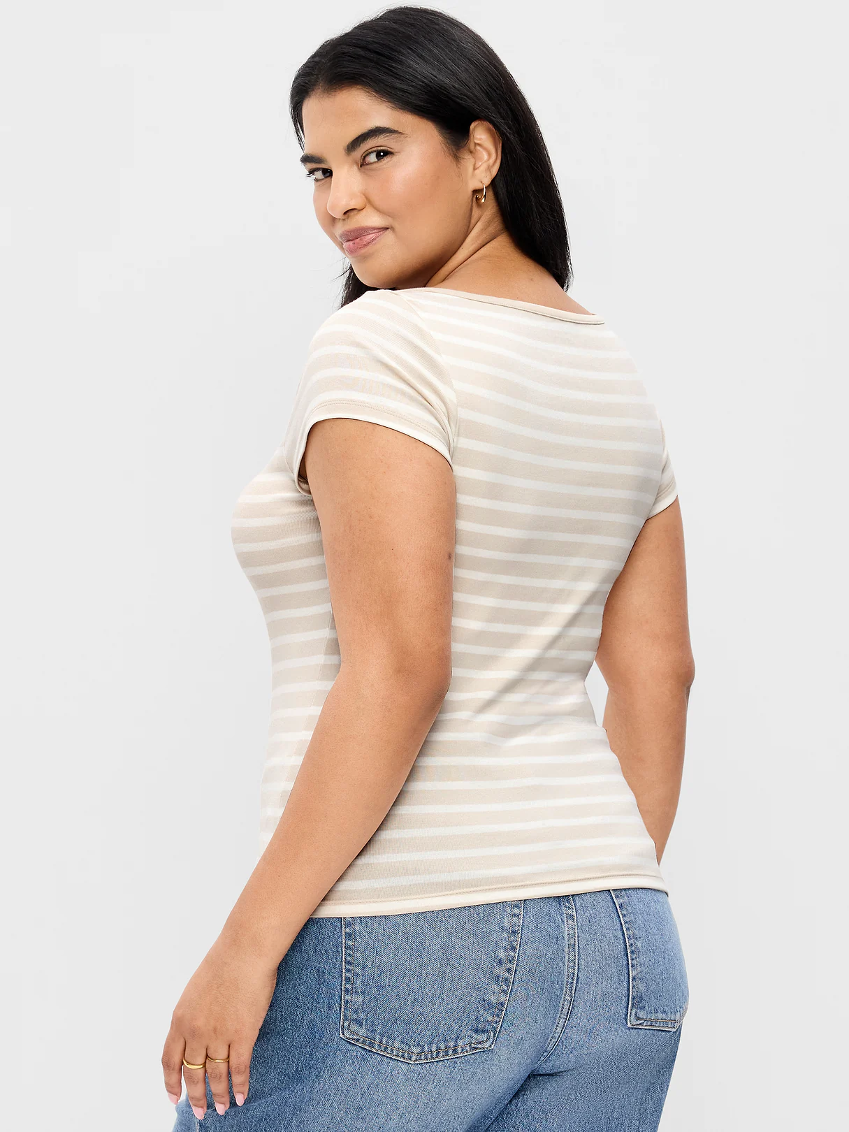 Snug Boatneck T-Shirt - Neutral Stripe