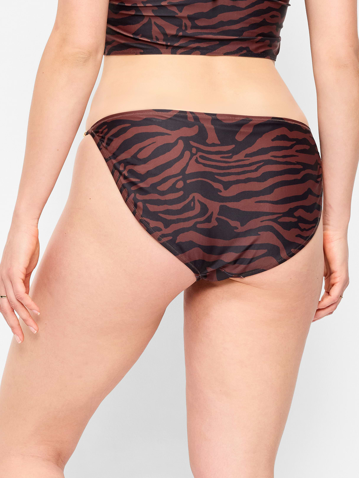 Beaded Mid-Rise Bikini Swim Bottoms - Zebra
