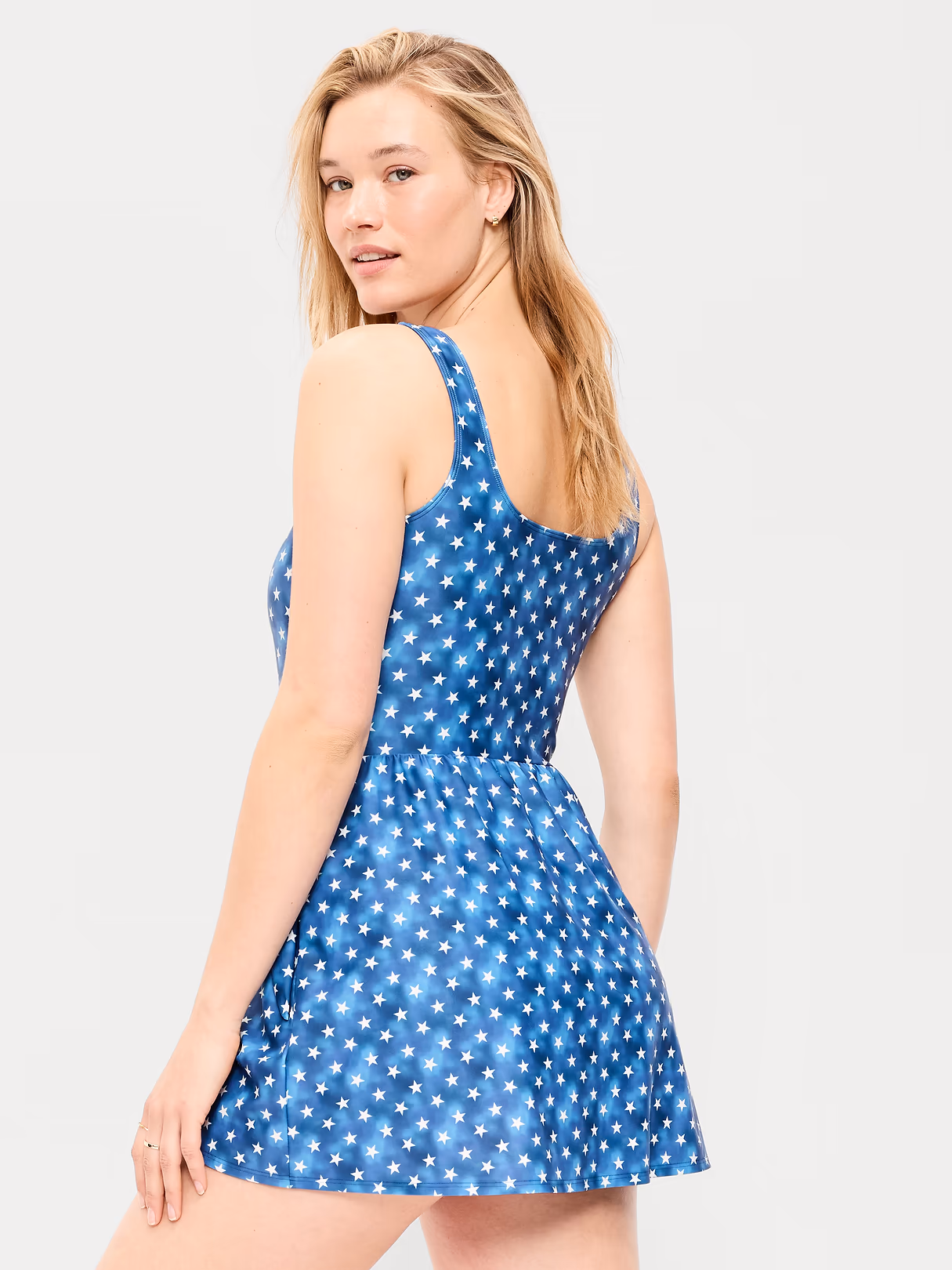 Pique Side-Tie Swim Dress - Stars