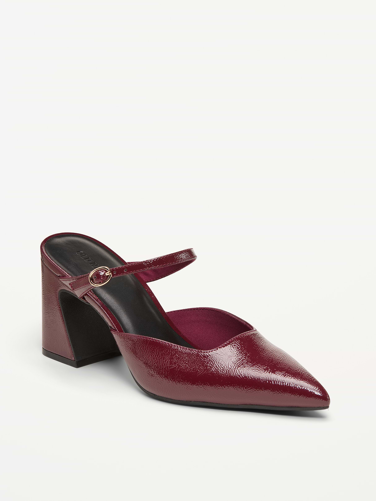 Buckle-Strap Mule Heels for Women - Autumn Burgundy