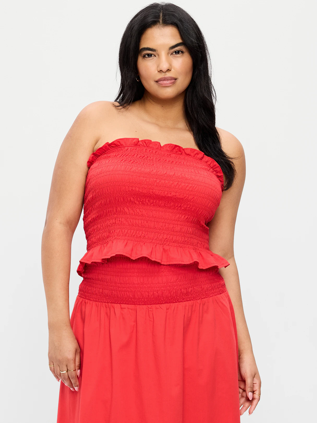Smocked Bodice Tube Top - Scotty Red